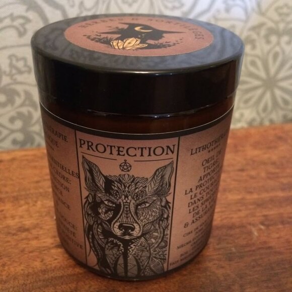 Herbes & Sortilèges Protection Candle with Tiger Eyes Soy Wax 50 Hours - Picture 1 of 10